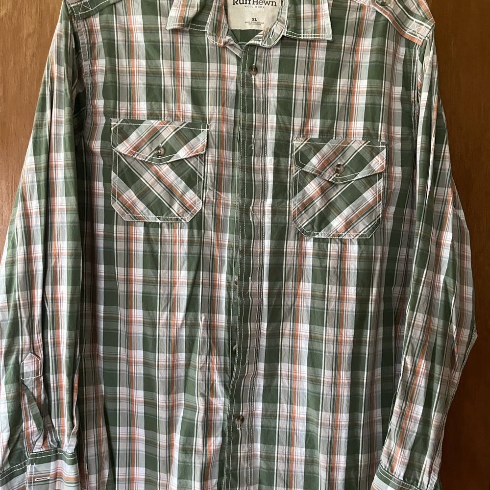 Ruff Hewn green plaid shirt